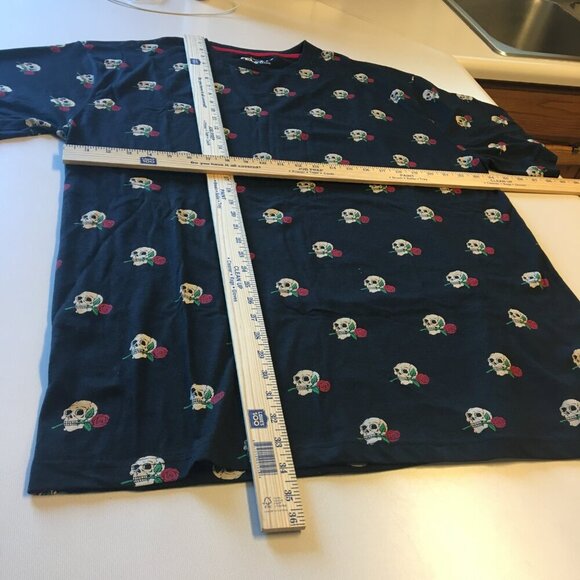 Eighty Eight Skeleton Rose Tee Shirt Adult 2XL Black Goth Halloween Long Length - Picture 5 of 9